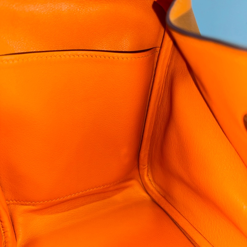 Hermes 橘swfit皮拼編織把手銀釦 lindy 26 c刻-48