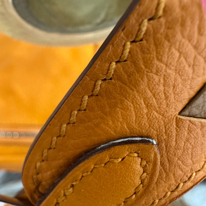 Hermes 橘swfit皮拼編織把手銀釦 lindy 26 c刻-49