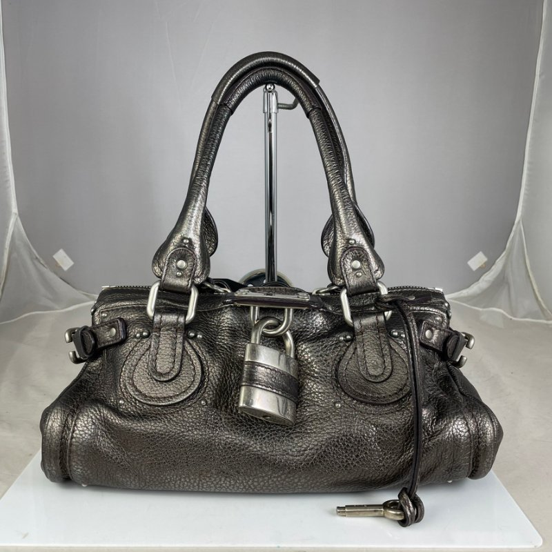 ＊奢華大道國際精品＊【CL071】CHLO'E金屬咖啡色鎖頭肩背包-1