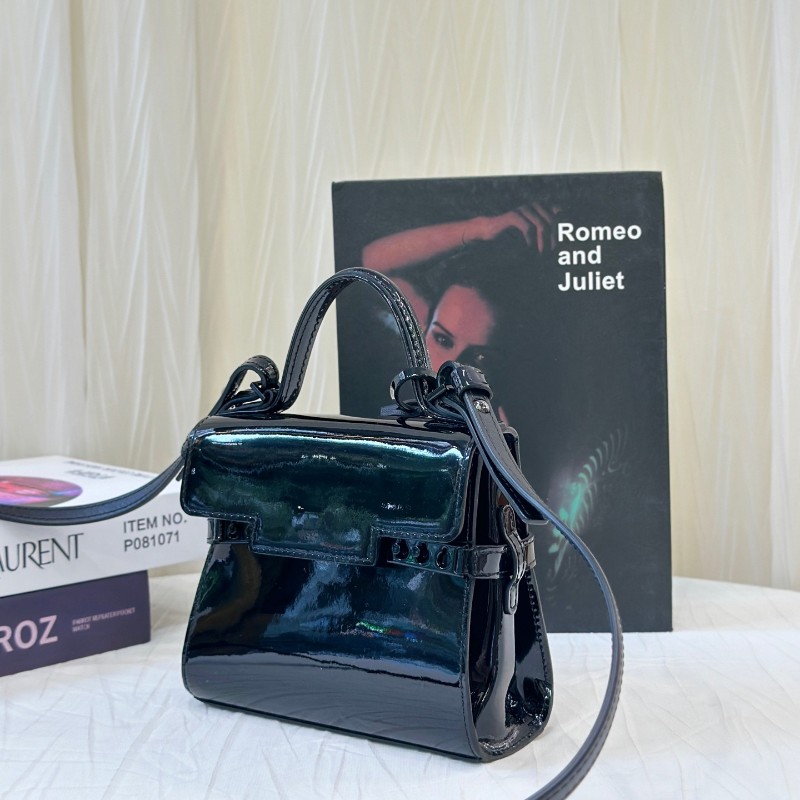 新到❤️Delvaux 漆皮黑色Mini小號 手提包 斜背包 肩背包 尺寸16.5*13-3