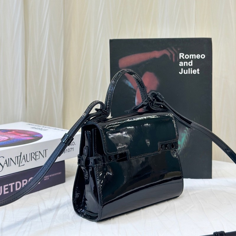 新到❤️Delvaux 漆皮黑色Mini小號 手提包 斜背包 肩背包 尺寸16.5*13-4