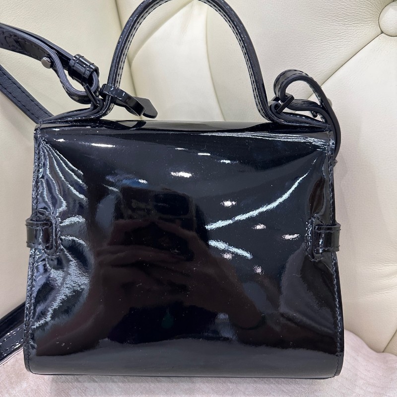 新到❤️Delvaux 漆皮黑色Mini小號 手提包 斜背包 肩背包 尺寸16.5*13-12