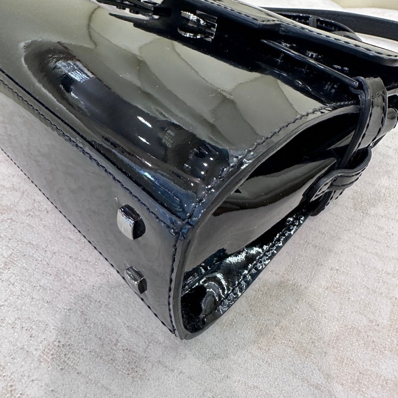 新到❤️Delvaux 漆皮黑色Mini小號 手提包 斜背包 肩背包 尺寸16.5*13-19