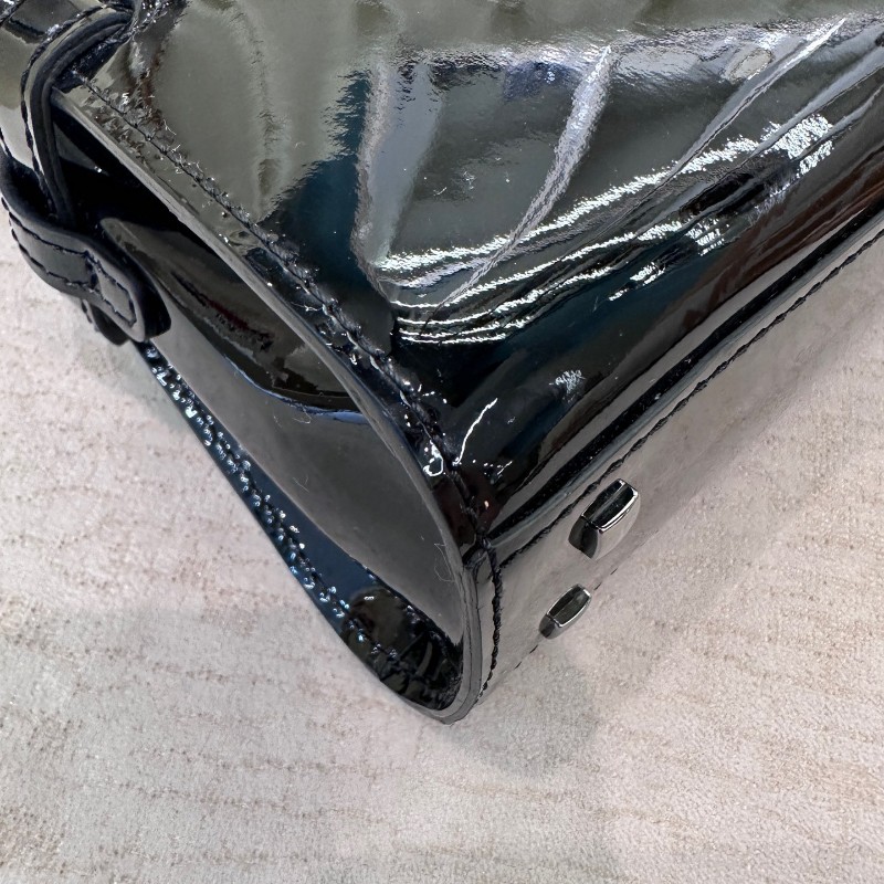 新到❤️Delvaux 漆皮黑色Mini小號 手提包 斜背包 肩背包 尺寸16.5*13-20