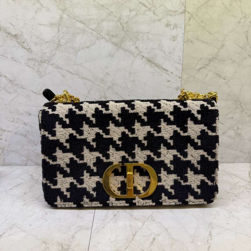 DIOR CARO毛呢千鳥格金鍊/中號-0