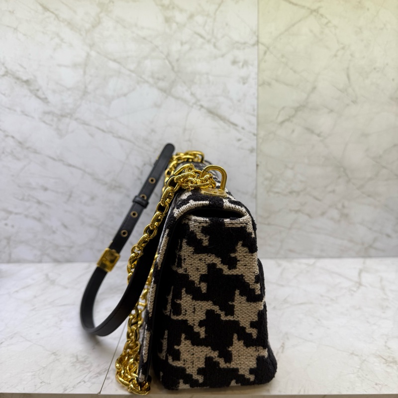 DIOR CARO毛呢千鳥格金鍊/中號-2