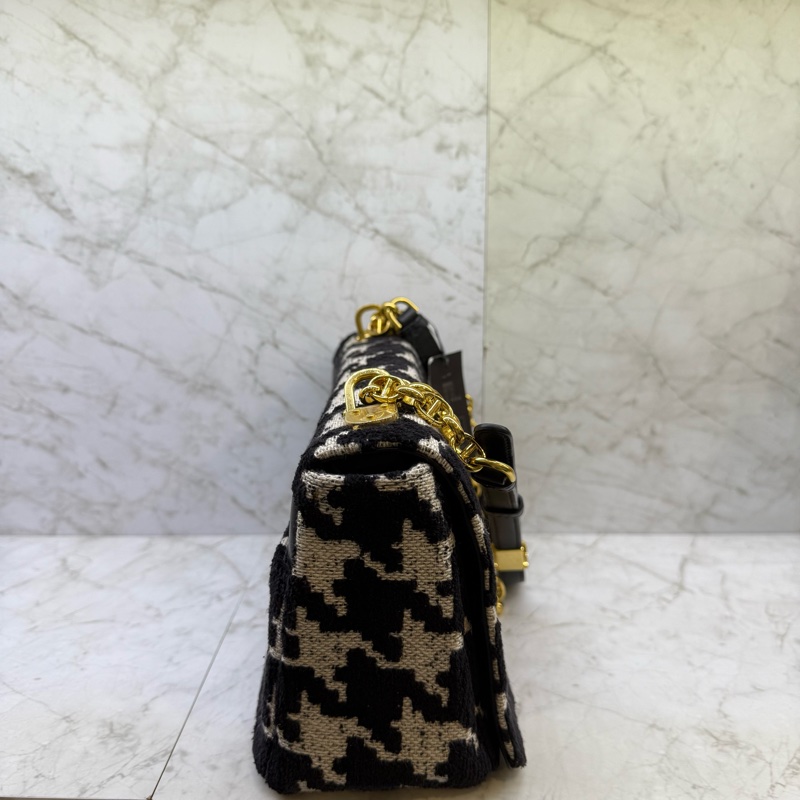 DIOR CARO毛呢千鳥格金鍊/中號-3