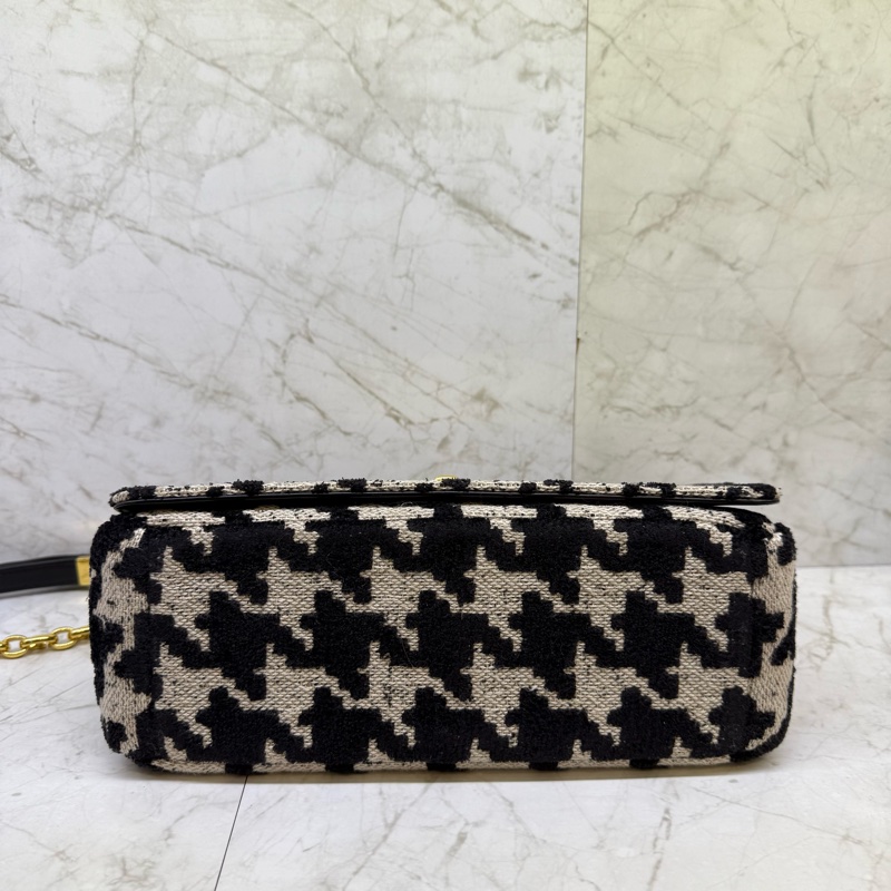 DIOR CARO毛呢千鳥格金鍊/中號-4