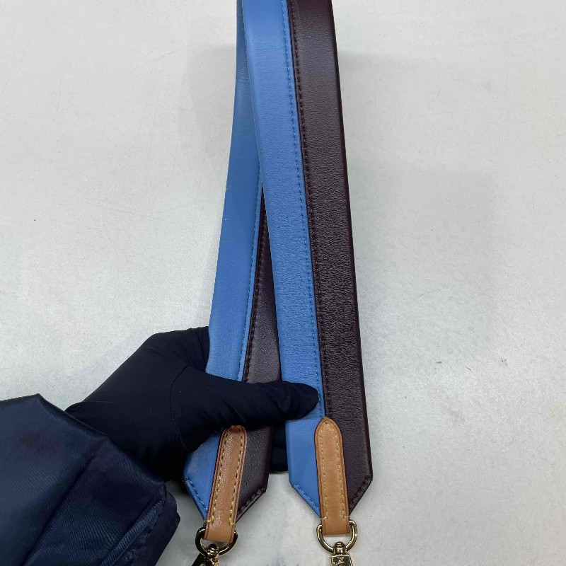 LV路易威登 Cluny MM 中號手袋 手提包 翻蓋包 老花棕色/棕拼藍色肩帶 金扣-28