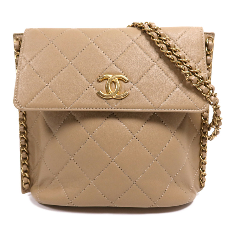 CHANEL 牛皮皮革Chain Shoulder Bag金扣鏈帶肩背袋-0