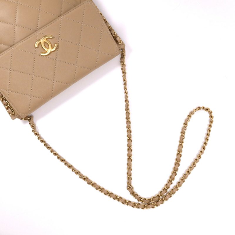 CHANEL 牛皮皮革Chain Shoulder Bag金扣鏈帶肩背袋-6