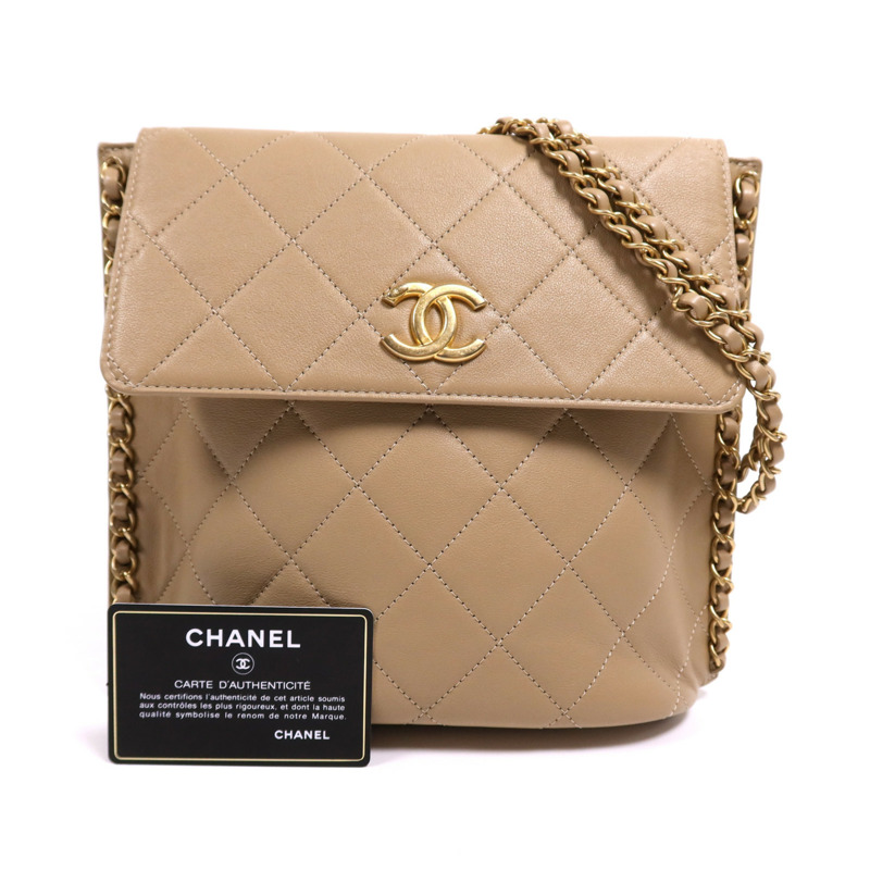 CHANEL 牛皮皮革Chain Shoulder Bag金扣鏈帶肩背袋-9
