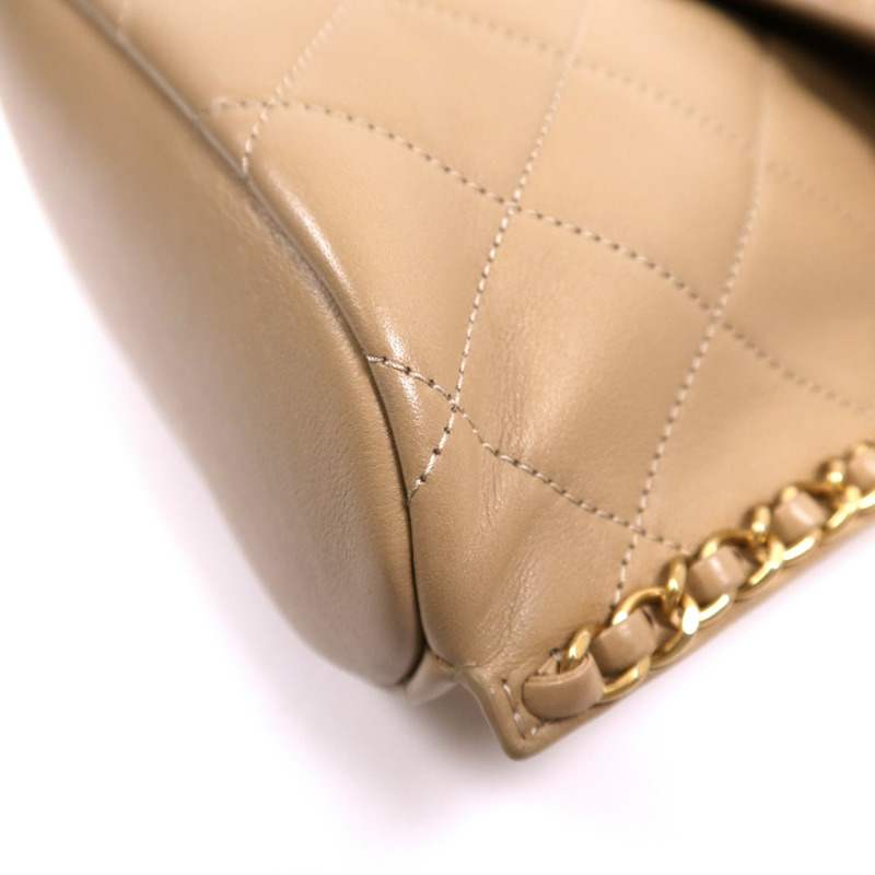 CHANEL 牛皮皮革Chain Shoulder Bag金扣鏈帶肩背袋-10