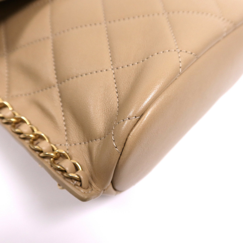CHANEL 牛皮皮革Chain Shoulder Bag金扣鏈帶肩背袋-11