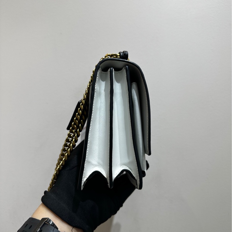 【近新閒置❤️】 YSL 金標Logo Sunset日落包 黑白熊貓拼色 鏈條包手提單肩包-4