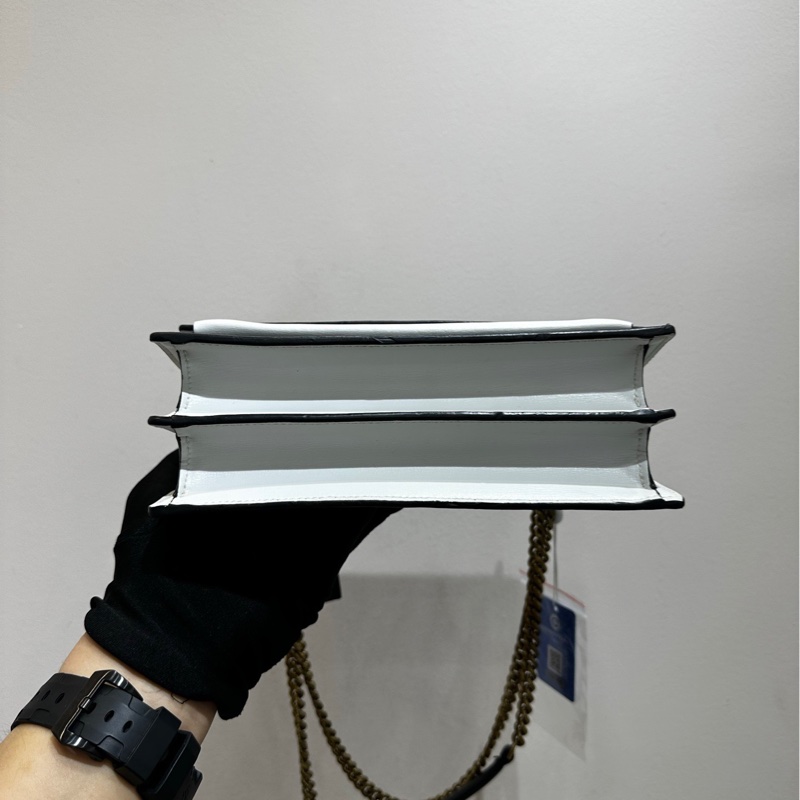 【近新閒置❤️】 YSL 金標Logo Sunset日落包 黑白熊貓拼色 鏈條包手提單肩包-5