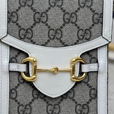 【近新閒置❤️】 Gucci Horsebit 1955 老花Logo 帆布拼皮 手機包 單肩斜挎包包-4