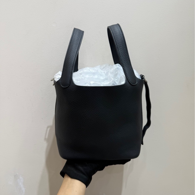 【全套❤️】Hermes 菜籃子picotin18 黑銀 D刻 TC皮 手袋-3