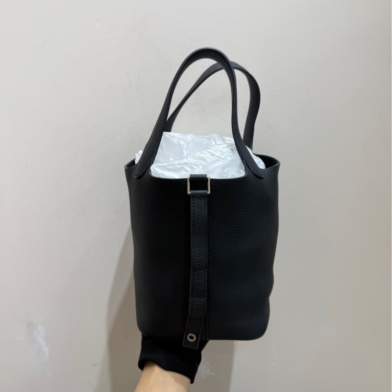 【全套❤️】Hermes 菜籃子picotin18 黑銀 D刻 TC皮 手袋-5