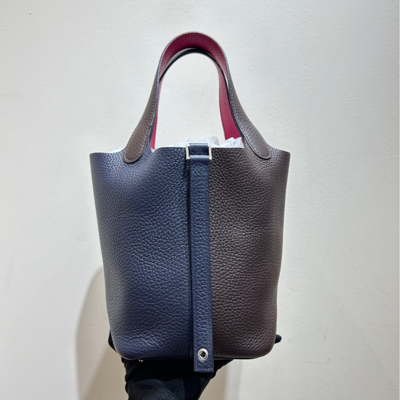 【全套帶票❤️】Hermes picotin18 菜籃子 午夜藍拼鞍具紅 手柄樹莓紅 Z刻 tc皮 手袋-4