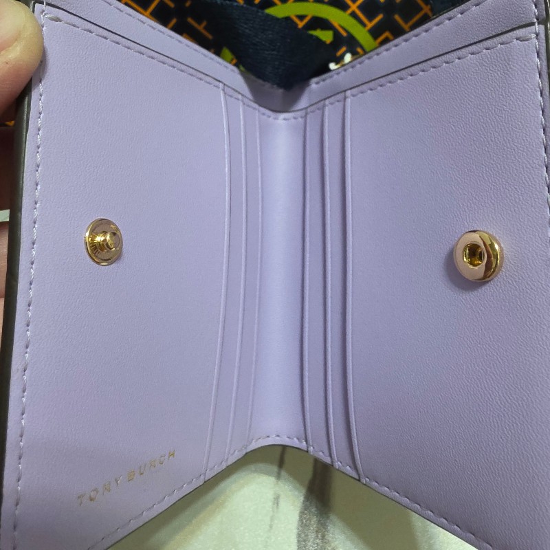 Tory Burch 漸變雙層 漸層雙色 杏拼 紫色 短夾 錢包-1