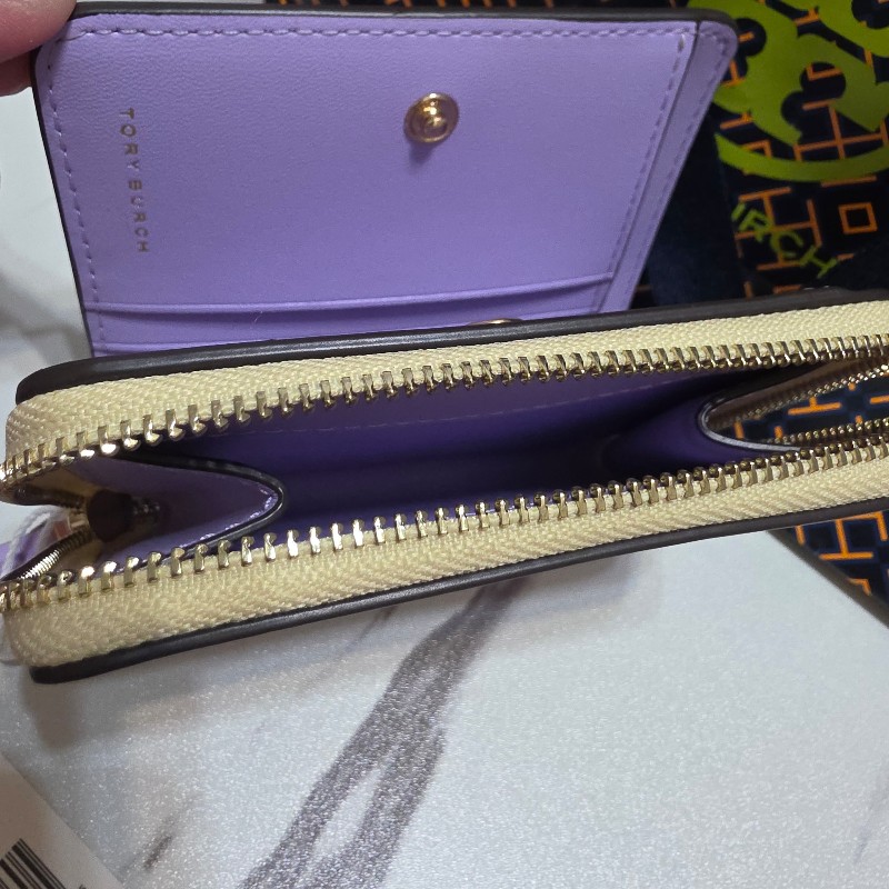 Tory Burch 漸變雙層 漸層雙色 杏拼 紫色 短夾 錢包-8