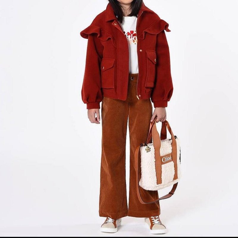 CHLOE 泰迪絨毛 手提 肩背包 焦糖 小 托特包 有背帶-2