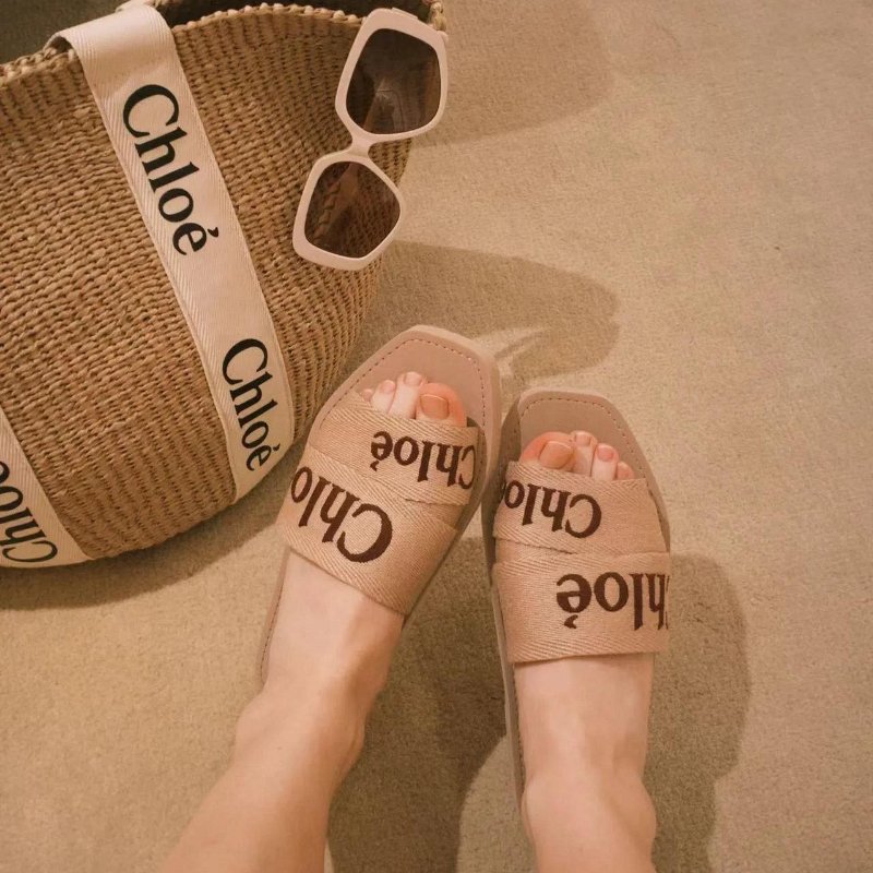 Chloe 刺繡 LOGO 織帶 拖鞋 涼鞋 現貨 36 原價17700-2