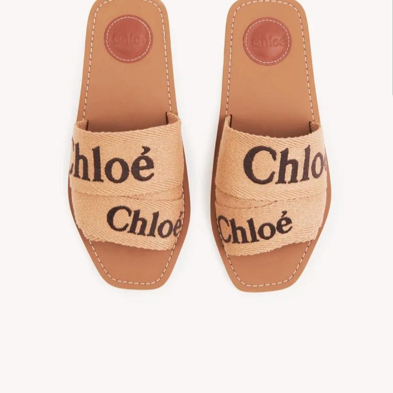 Chloe 刺繡 LOGO 織帶 拖鞋 涼鞋 現貨 36 原價17700-5