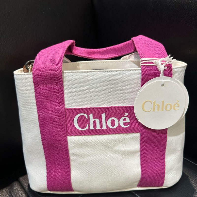CHLOE 粉色邊 小 托特包 有背帶-0
