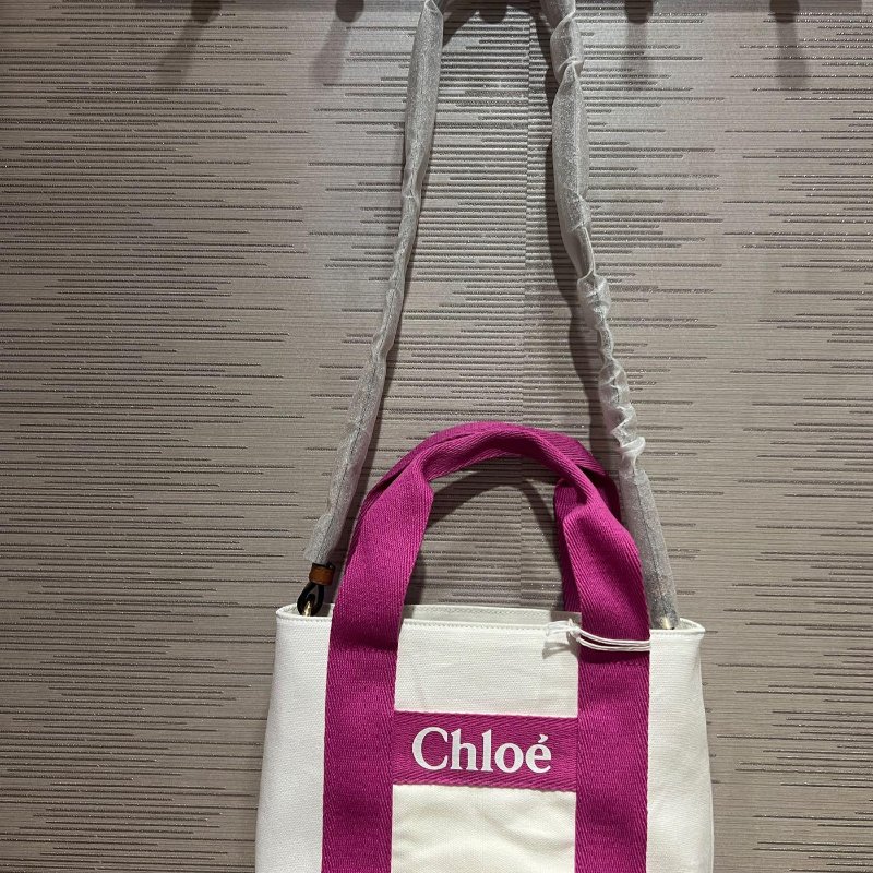 CHLOE 粉色邊 小 托特包 有背帶-9
