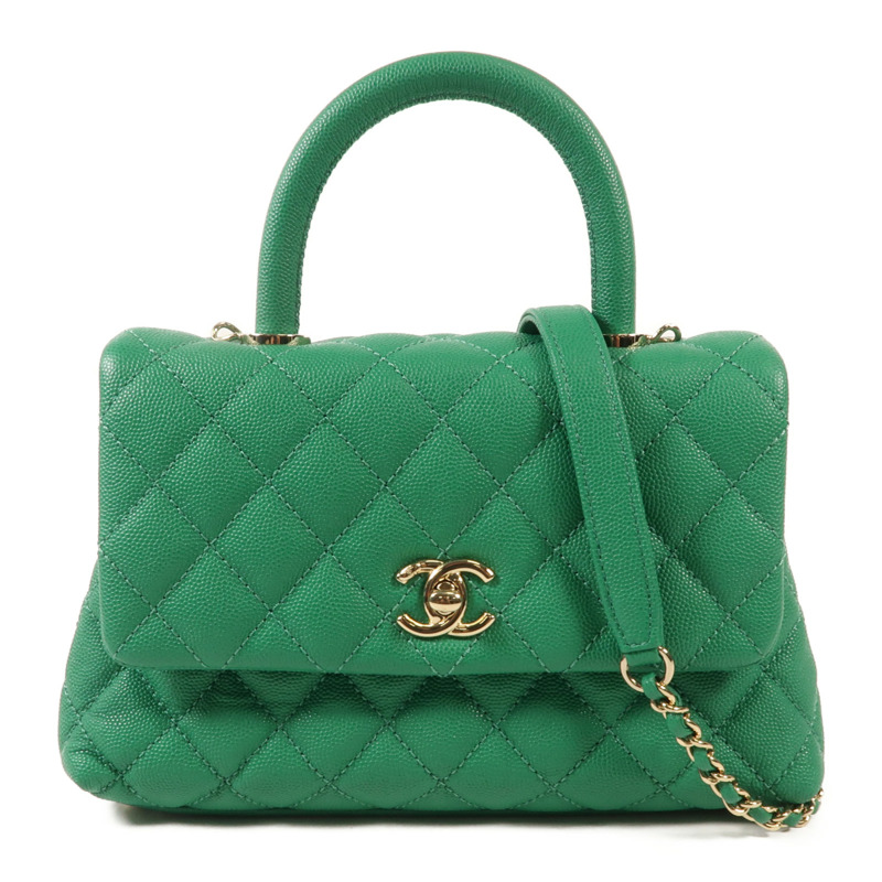 CHANEL 牛皮皮革Coco Handle Small金扣手挽肩背兩用袋-0