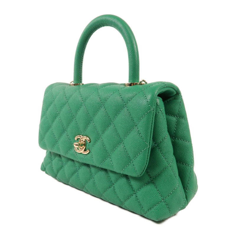 CHANEL 牛皮皮革Coco Handle Small金扣手挽肩背兩用袋-2