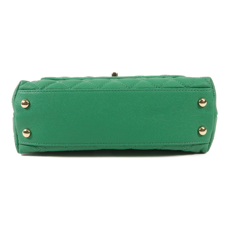 CHANEL 牛皮皮革Coco Handle Small金扣手挽肩背兩用袋-3