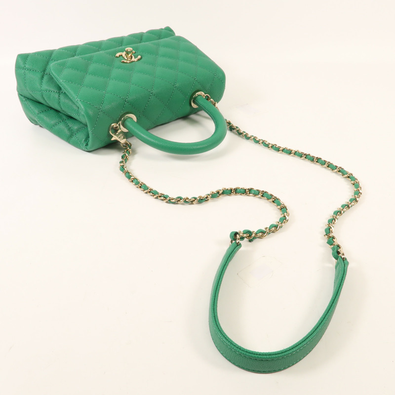 CHANEL 牛皮皮革Coco Handle Small金扣手挽肩背兩用袋-4