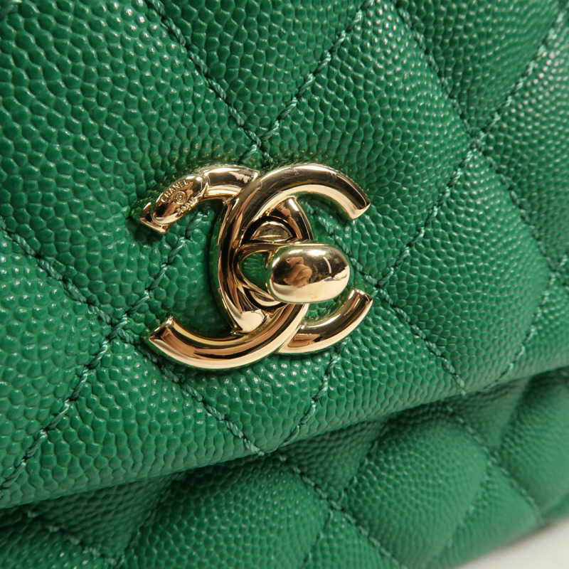 CHANEL 牛皮皮革Coco Handle Small金扣手挽肩背兩用袋-5