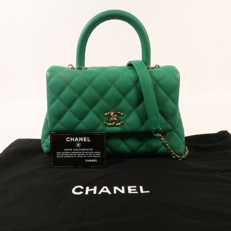 CHANEL 牛皮皮革Coco Handle Small金扣手挽肩背兩用袋-14