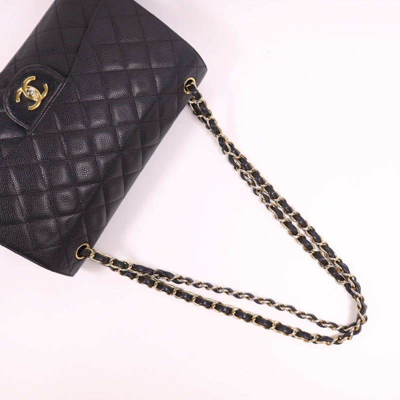 CHANEL 牛皮皮革Large Classic金扣鏈帶肩背袋-7