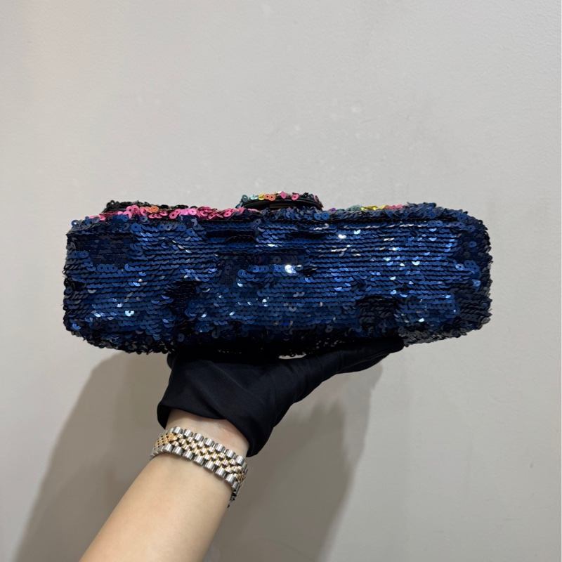 【近新閒置❤️】 Chanel CF中號高級手工坊限量款復古彩色多色亮片單肩斜挎包-6