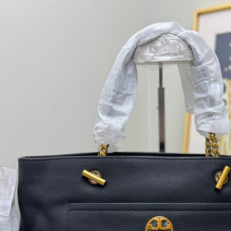 【閒置未使用❤️】TORY BURCH 黑色金扣牛皮托特包-4