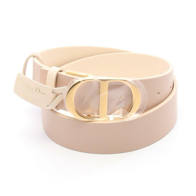 Dior 30 MONTAIGNE 皮帶 B0447UWGA12690 皮革 米色粉紅 全新 女款 GHW-4