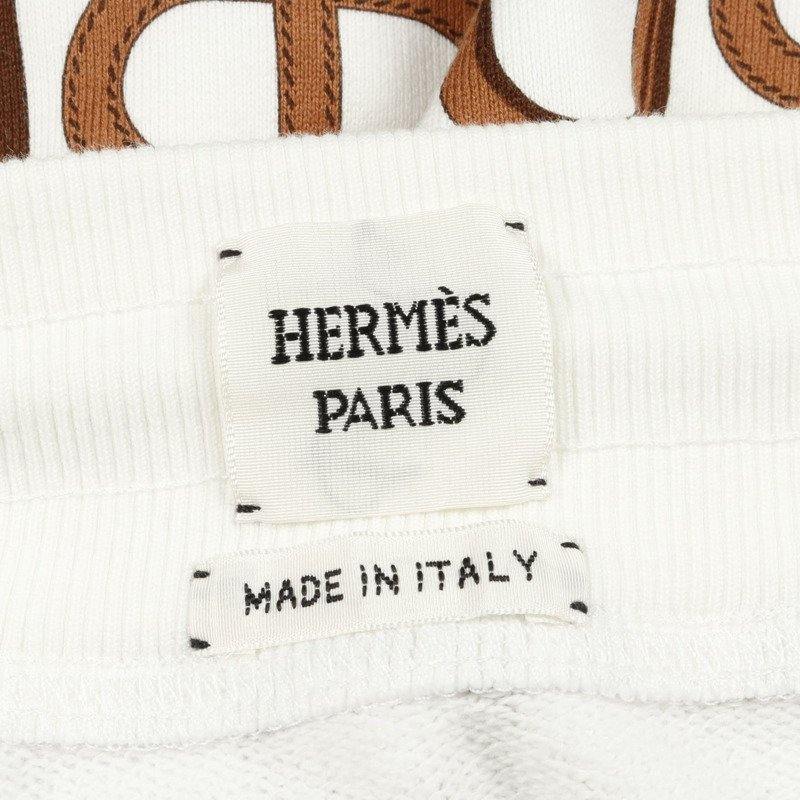 HERMES Chaine Dunkle 迷你裙 4E4316DD 棉質 白色 棕色 二手 女款 #36-2