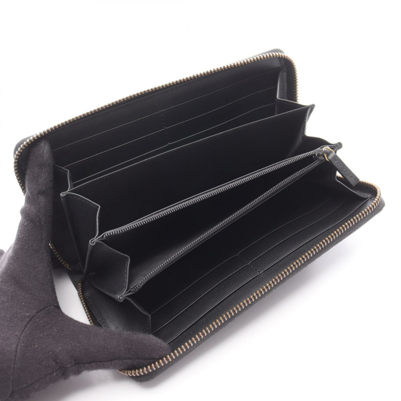 GUCCI 蛇紋拉鍊長皮夾 451182 黑色真皮男士二手-2