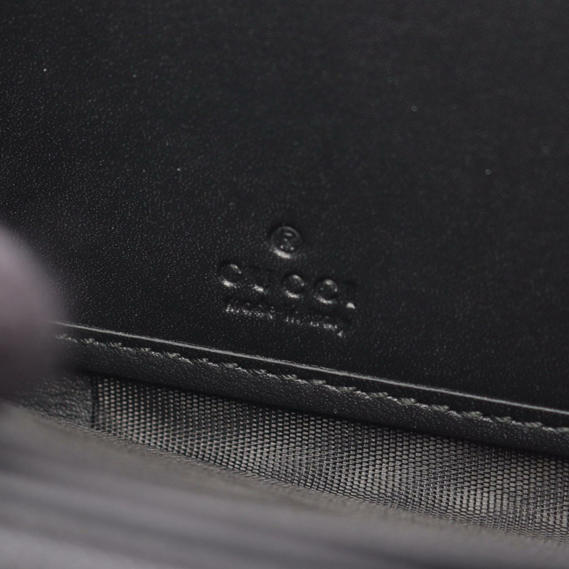 GUCCI 蛇紋拉鍊長皮夾 451182 黑色真皮男士二手-3