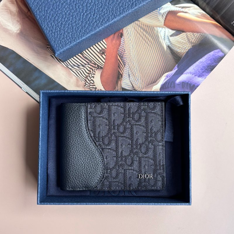 ::Christian Dior:: Saddle黑色小牛皮拼接黑色緹花八卡對開短夾-0