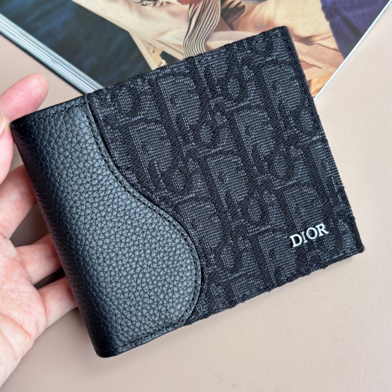 ::Christian Dior:: Saddle黑色小牛皮拼接黑色緹花八卡對開短夾-1