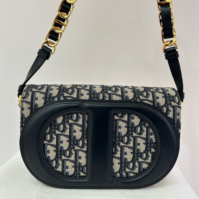 DIOR緹花布豬鼻子掀蓋斜背包-8