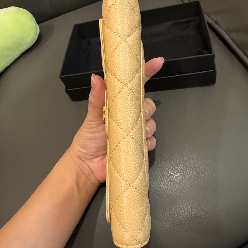 Chanel 荔枝牛皮 三折長夾-10