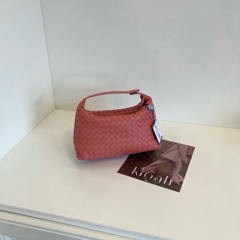 BV 橘粉色 全皮編織手提hobo 飯盒包 約22*14*10-3