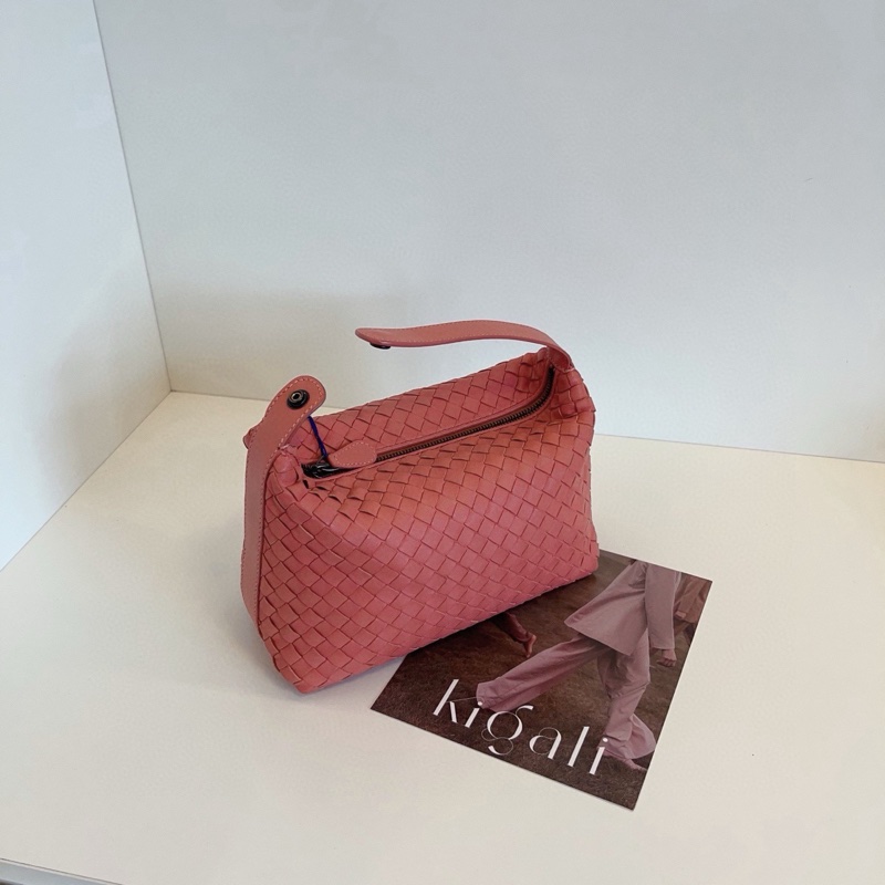 BV 橘粉色 全皮編織手提hobo 飯盒包 約22*14*10-7